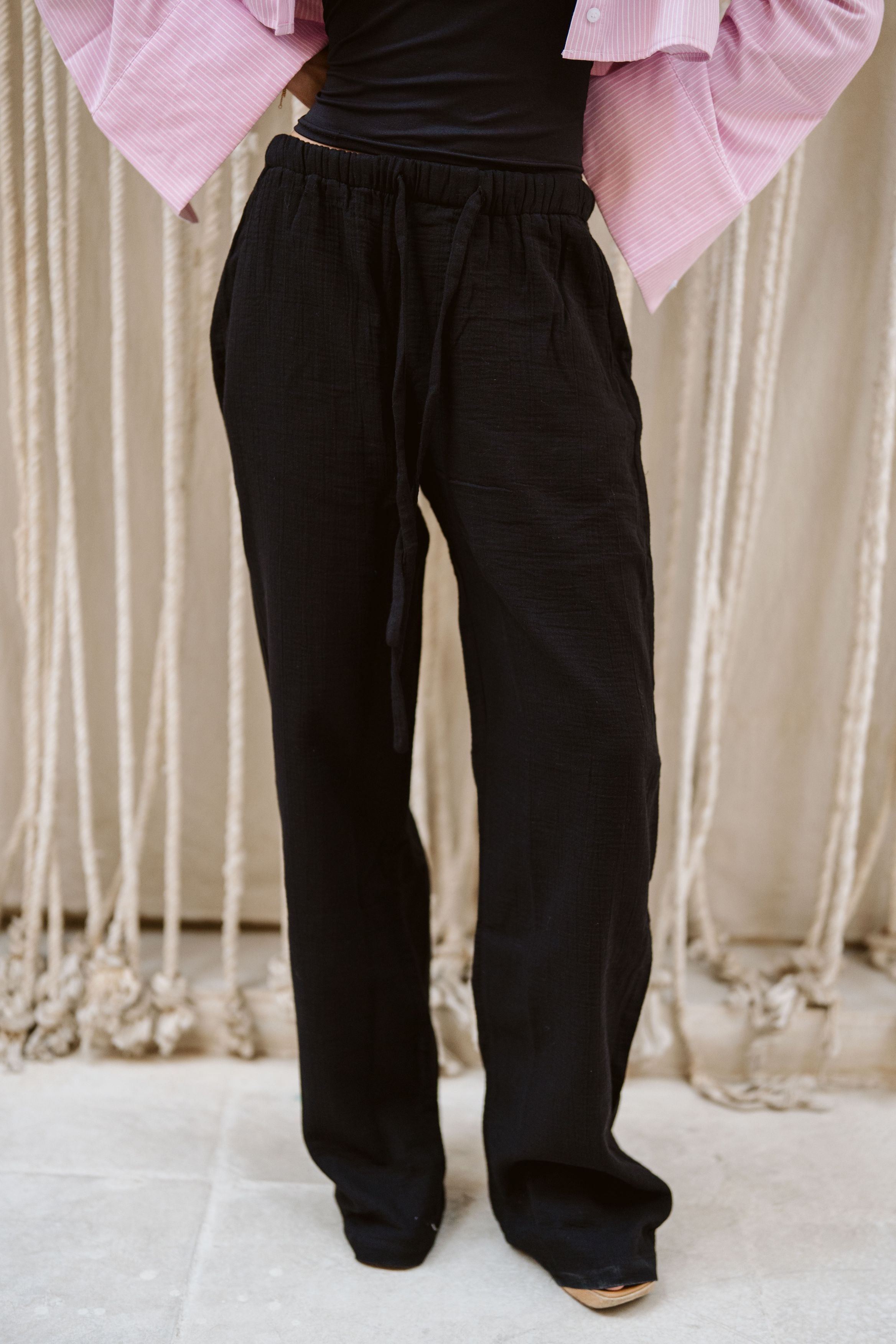 women baggy crinkled pants