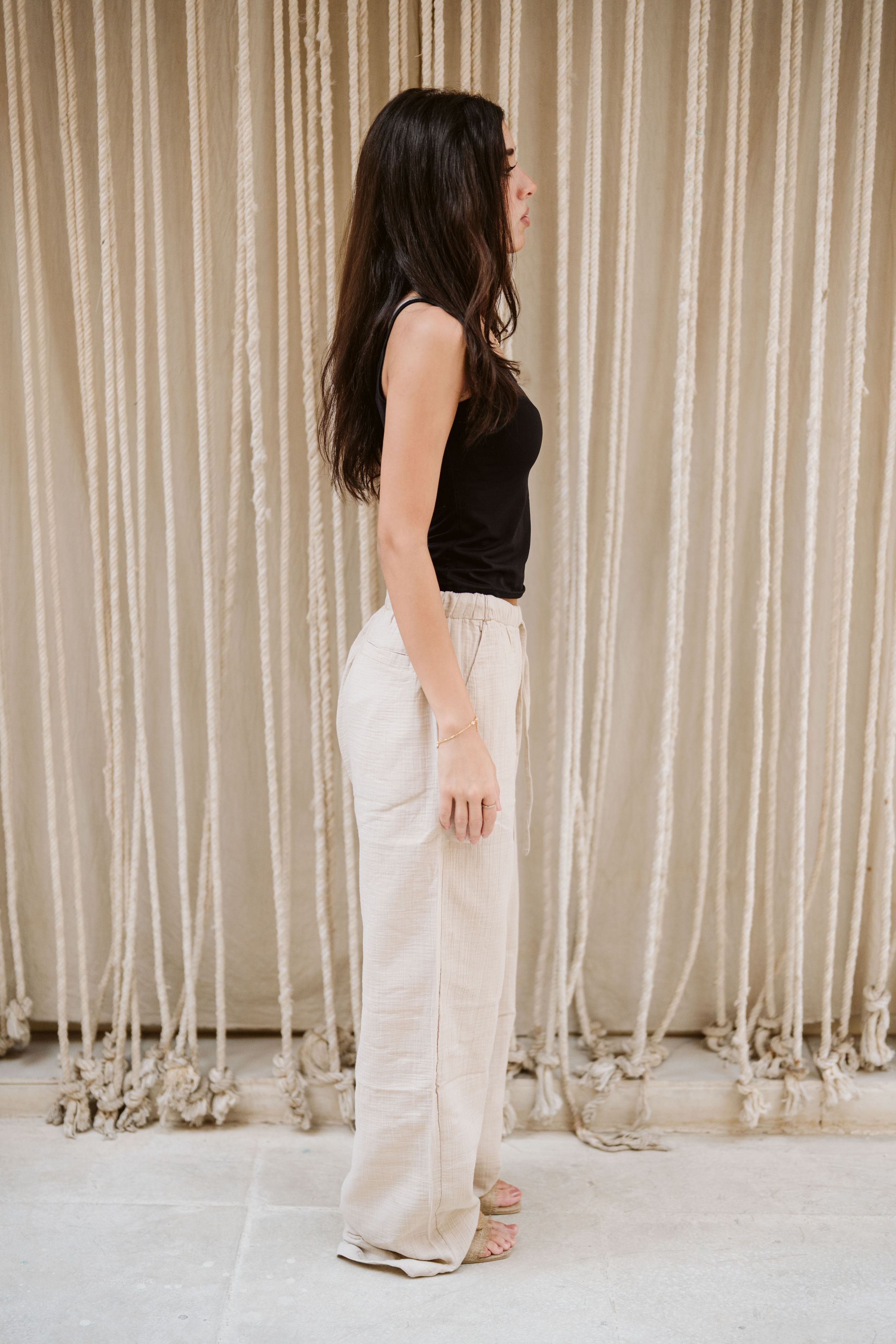 women baggy crinkled pants