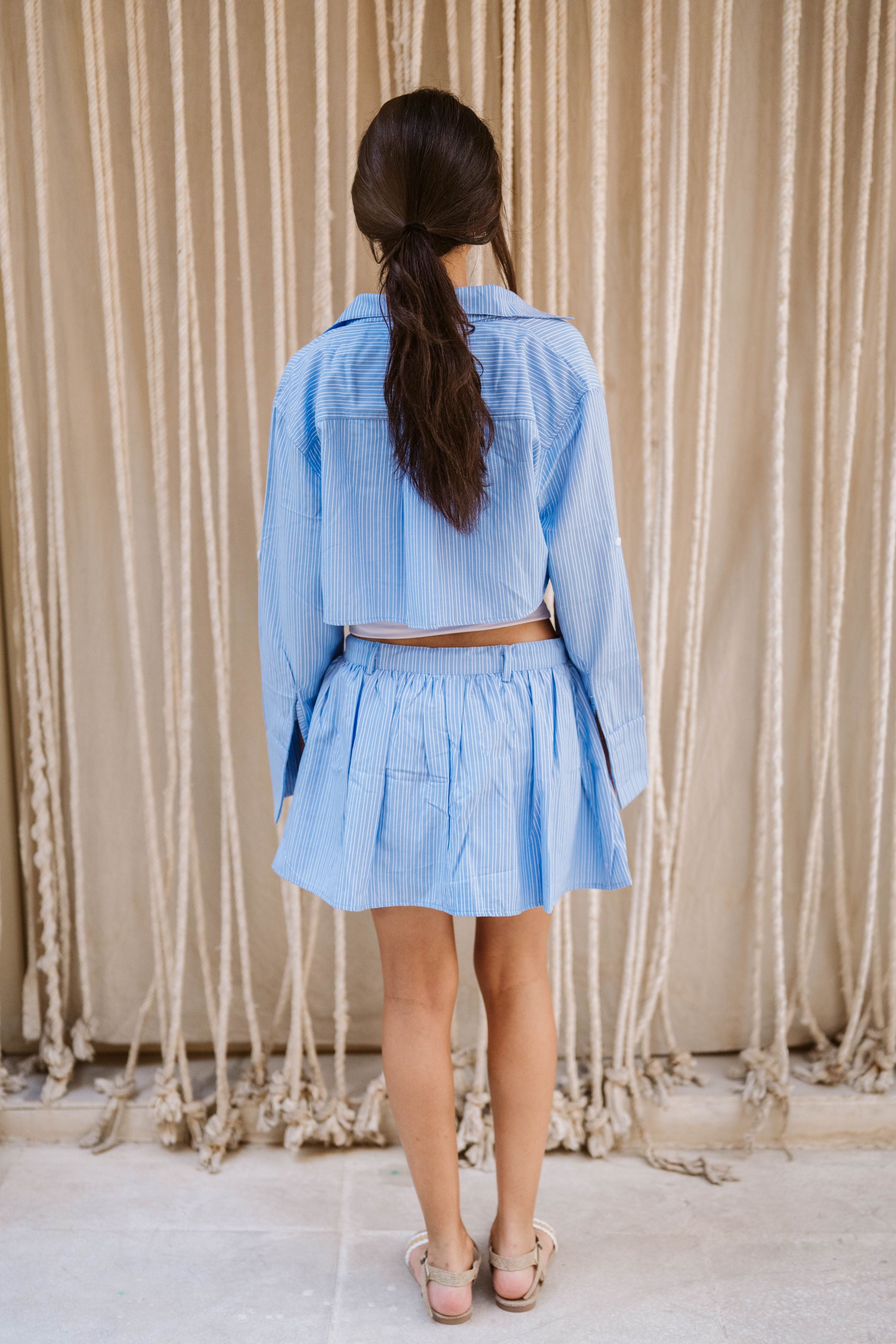 Women convertible pinstriped chemise