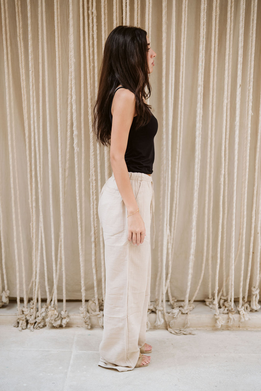 women baggy crinkled pants
