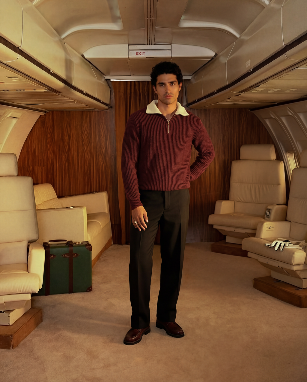 Unisex Quarter Zip Polo-Burgundy